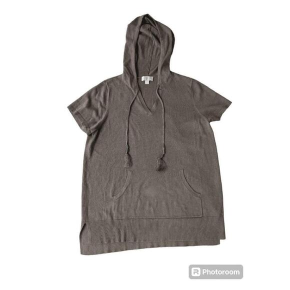 Belle by Kim Gravel Tops - Women's Belle by Kim Gravel Brown Hooded Short Sleeve Sweater
